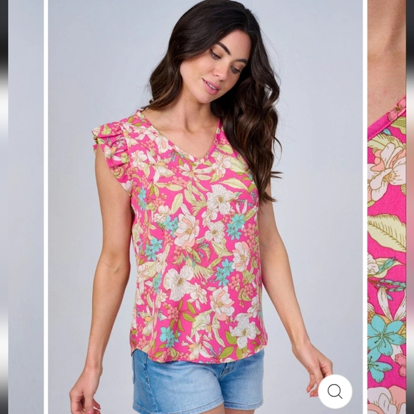 Les Amis Tops - 8 Floral Pink Tank Top
